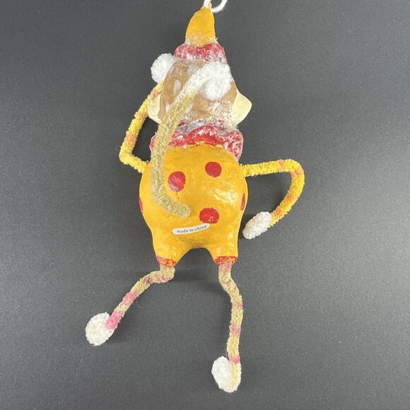 Penny McAllister Clown Sock Monkey Christmas Tree Ornament Yellow Red Polka Dots - Picture 6 of 14